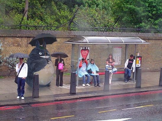 Fat guy bus stop