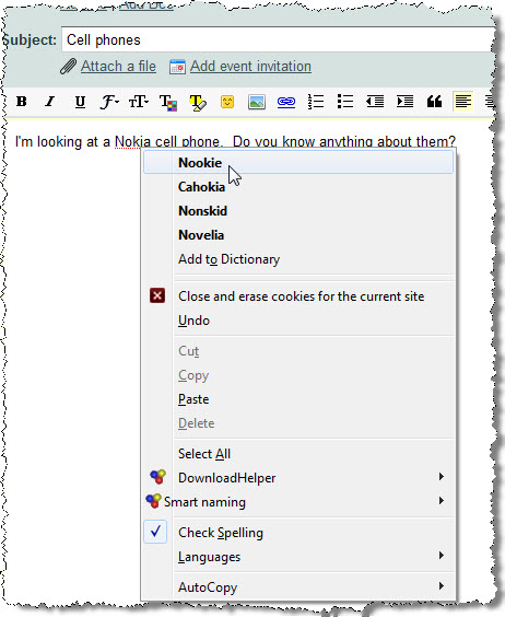 Spell check nokia