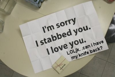 Sorry I stabbed you