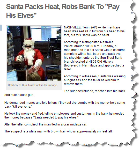 Santa robs bank